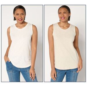 Maya J Women's Top Sz XS Slub Knit Tanks White A676929